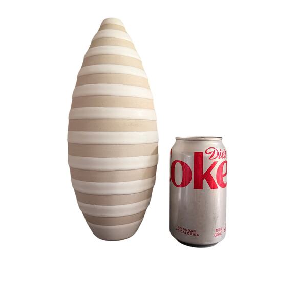 Vintage Jonathan Adler “Pot Au Porter” Striped Vase — Beige & White Ceramic - Picture 2 of 5